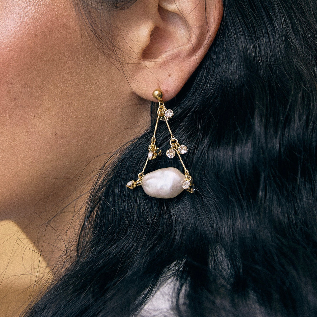 Gallipoli earrings in Pearl/Strass