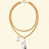 Lovers necklace Silver Mussel + Strass