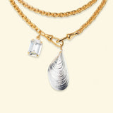 Lovers necklace Silver Mussel + Strass