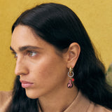 Palermo earrings Petrol + Red
